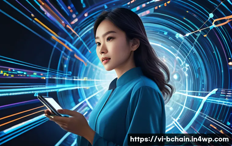 블록체인 데이터의 소유권 이해하기 - **Prompt 1: Empowered Data Owner**
"A vibrant, dynamic illustration of a confident young Vietnam...