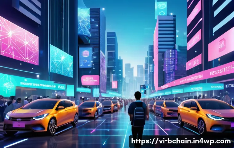 블록체인 기반의 분산 애플리케이션 DApp 이해 - A futuristic Vietnamese urban scene showcasing diverse users interacting seamlessly with decentraliz...