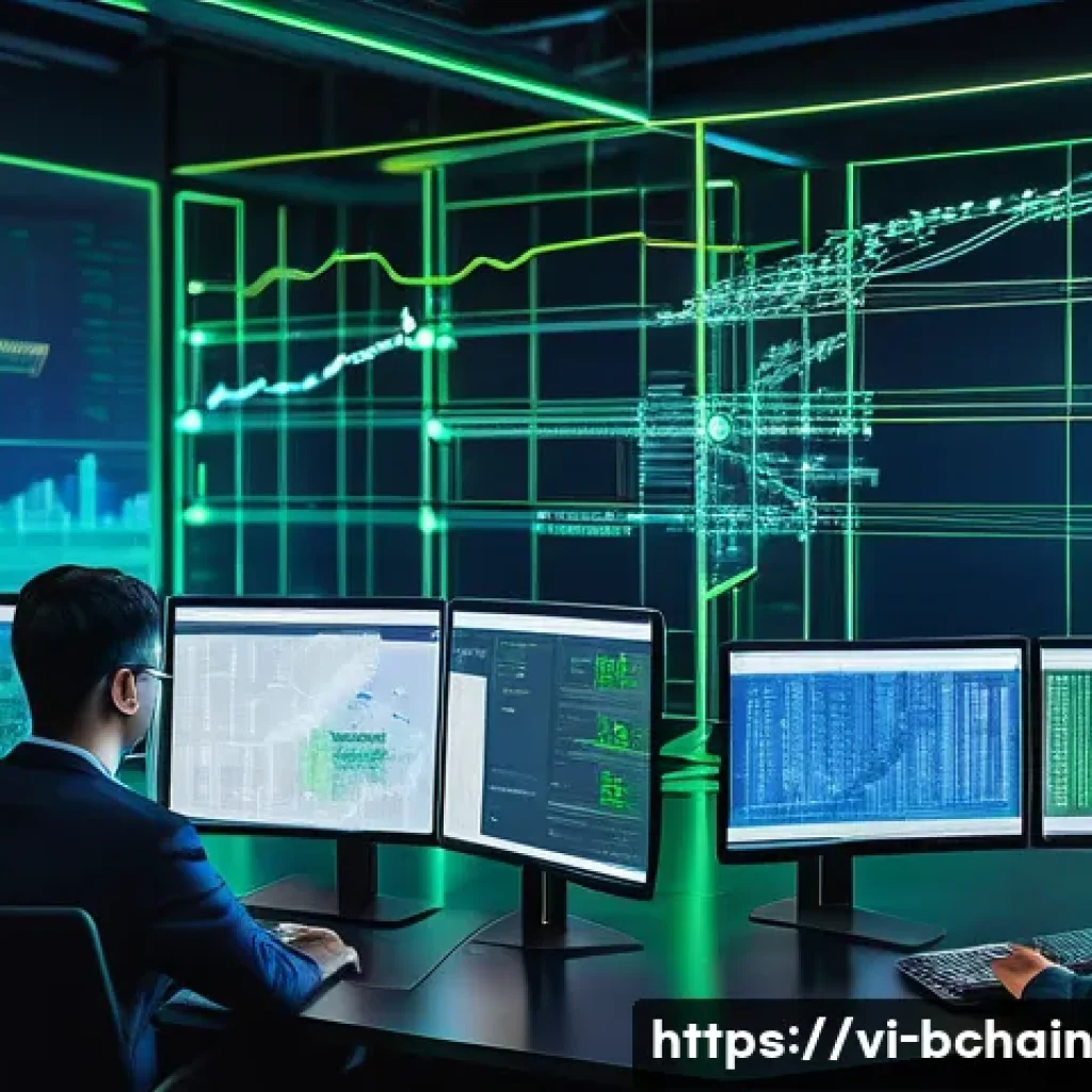 블록체인 개발에서의 데이터 시퀀스 - A futuristic blockchain network visualization illustrating a secure and ordered data chain, with int...