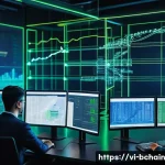 Home 22 블록체인 개발에서의 데이터 시퀀스 - A futuristic blockchain network visualization illustrating a secure and ordered data chain, with int...