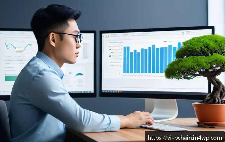 스마트 계약의 안전성을 높이는 방법 - A detailed digital illustration of a professional Vietnamese blockchain developer in a modern office...