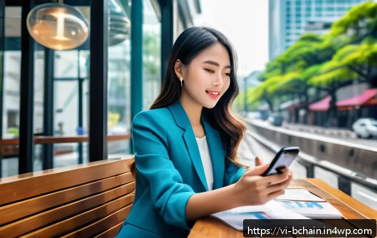 블록체인 기반의 분산 금융 시스템 - A vibrant digital illustration of a young Vietnamese professional using a smartphone to access DeFi ...