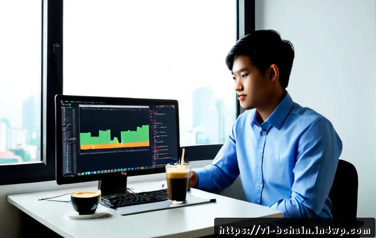 Home 17 블록체인 개발에 필요한 기술 스택 - Photorealistic modern software developer workspace in Ho Chi Minh City, Vietnamese young professiona...
