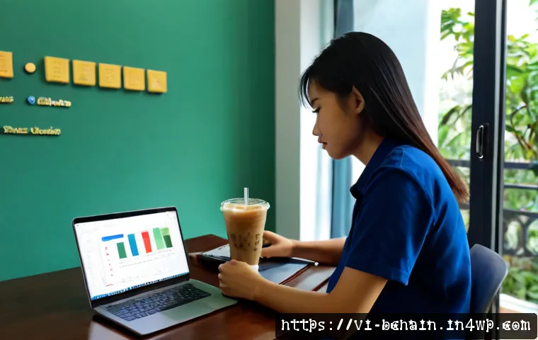 Home 17 블록체인 개발을 위한 온라인 교육 플랫폼 추천 - Photorealistic Vietnamese young professional studying blockchain development at a tidy home desk in ...